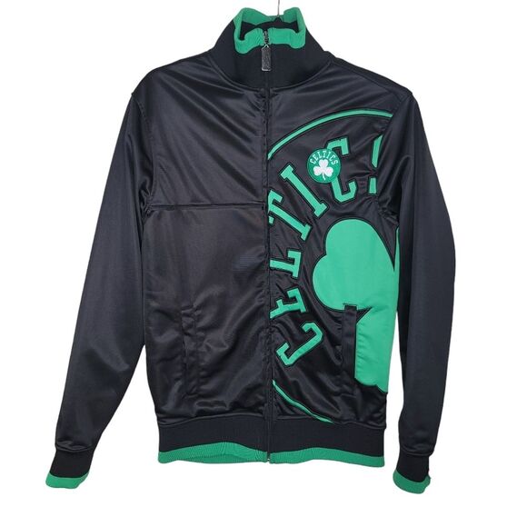 Boston Celtics NBA Mens Jacket Black Green Zipper Size Small UNK Blue Label - Picture 1 of 9